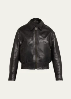 Nili LotanAime Zipped Leather Bomber Jacket