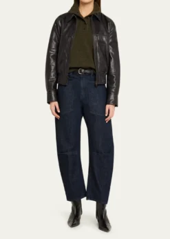 Nili LotanAime Zipped Leather Bomber Jacket