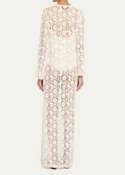 Nili LotanDella Floral Crochet Knit Long-Sleeve Maxi Dress