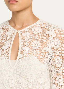 Nili LotanDella Floral Crochet Knit Long-Sleeve Maxi Dress