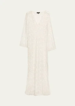 Nili LotanDella Floral Crochet Knit Long-Sleeve Maxi Dress