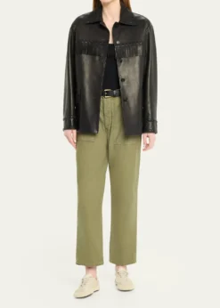 Nili LotanEarl Cotton Straight-Leg Ankle Pants
