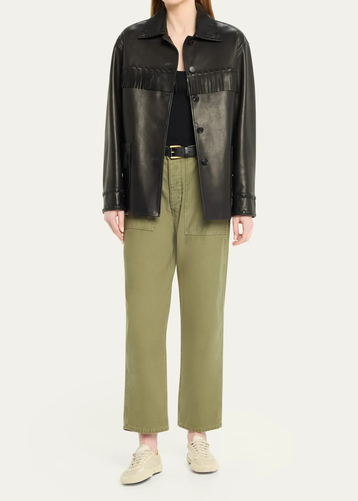 Nili LotanEarl Cotton Straight-Leg Ankle Pants