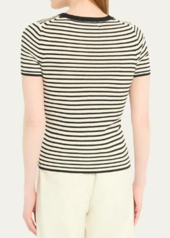 Nili LotanHettie Striped Ribbed Silk T-Shirt
