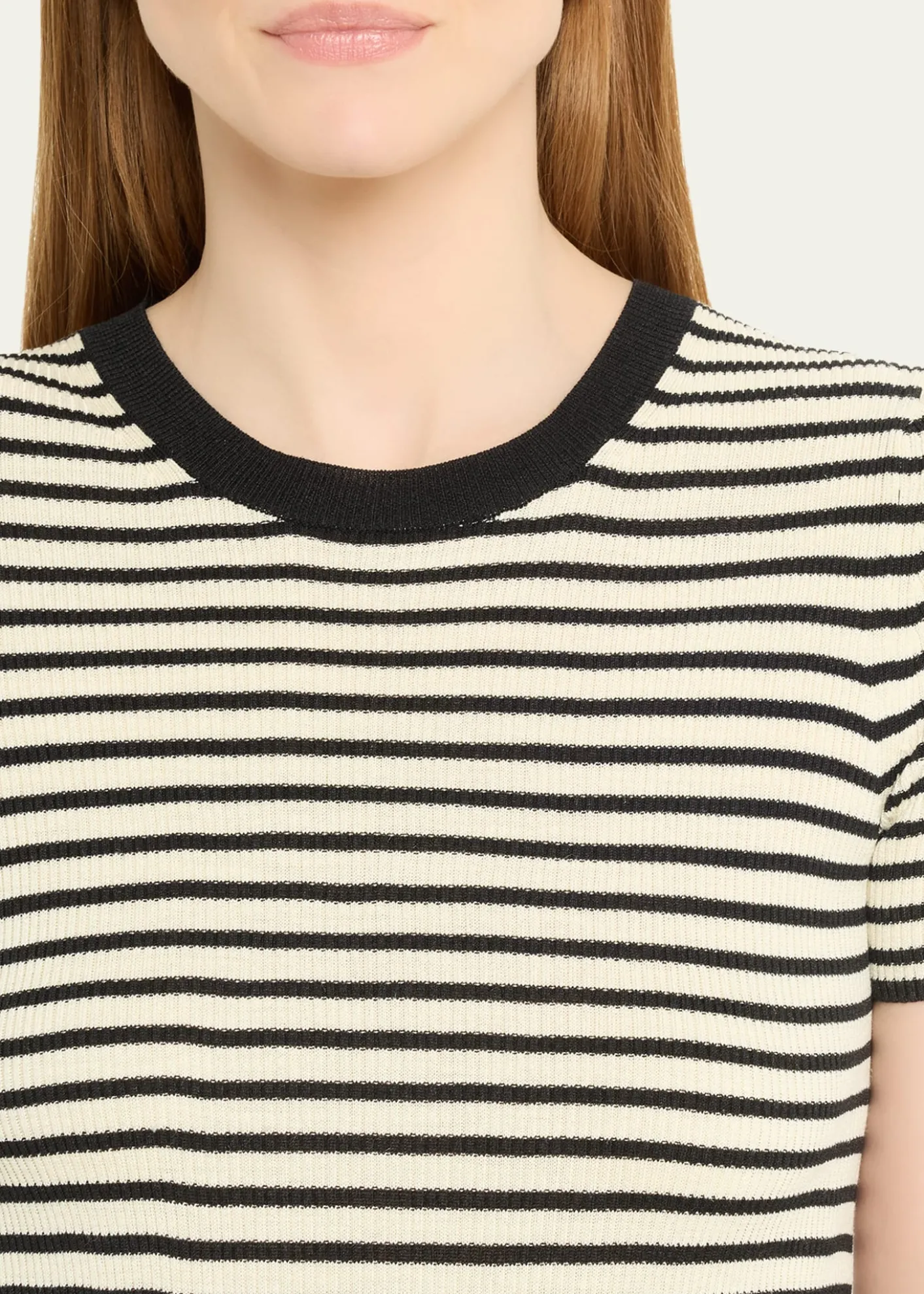 Nili LotanHettie Striped Ribbed Silk T-Shirt