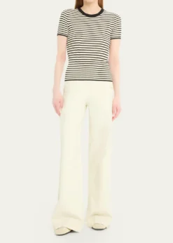Nili LotanHettie Striped Ribbed Silk T-Shirt