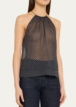 Nili LotanNikki Silk Polka Dot Halter Top
