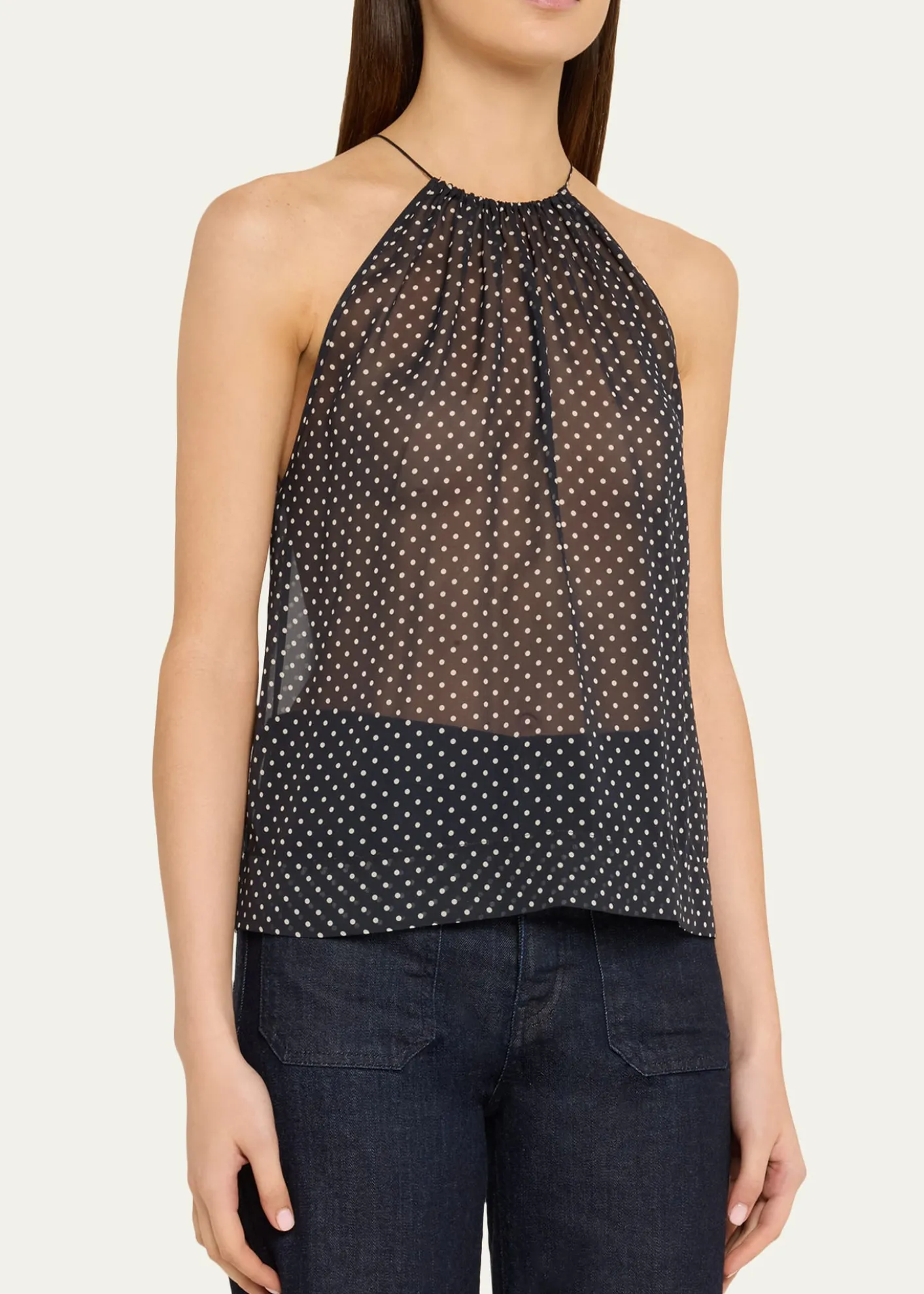 Nili LotanNikki Silk Polka Dot Halter Top