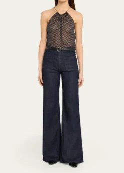 Nili LotanNikki Silk Polka Dot Halter Top