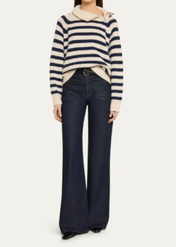 Nili LotanRaelyn Striped Zip Turtleneck Cashmere Sweater