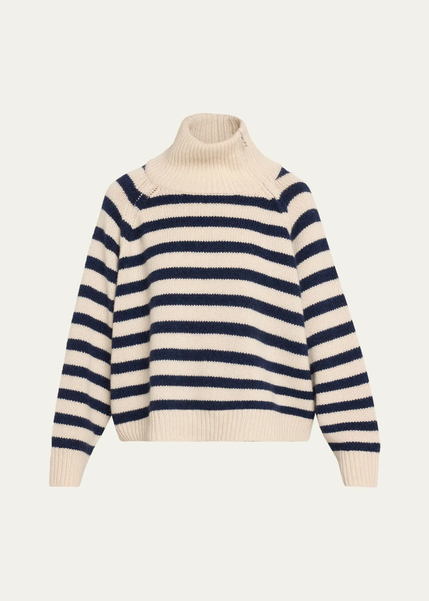 Nili LotanRaelyn Striped Zip Turtleneck Cashmere Sweater