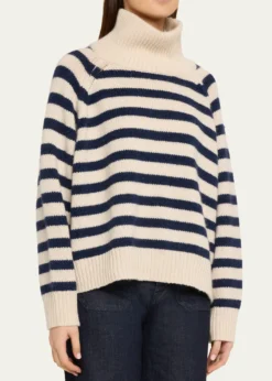 Nili LotanRaelyn Striped Zip Turtleneck Cashmere Sweater