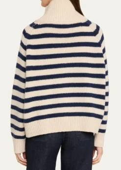 Nili LotanRaelyn Striped Zip Turtleneck Cashmere Sweater