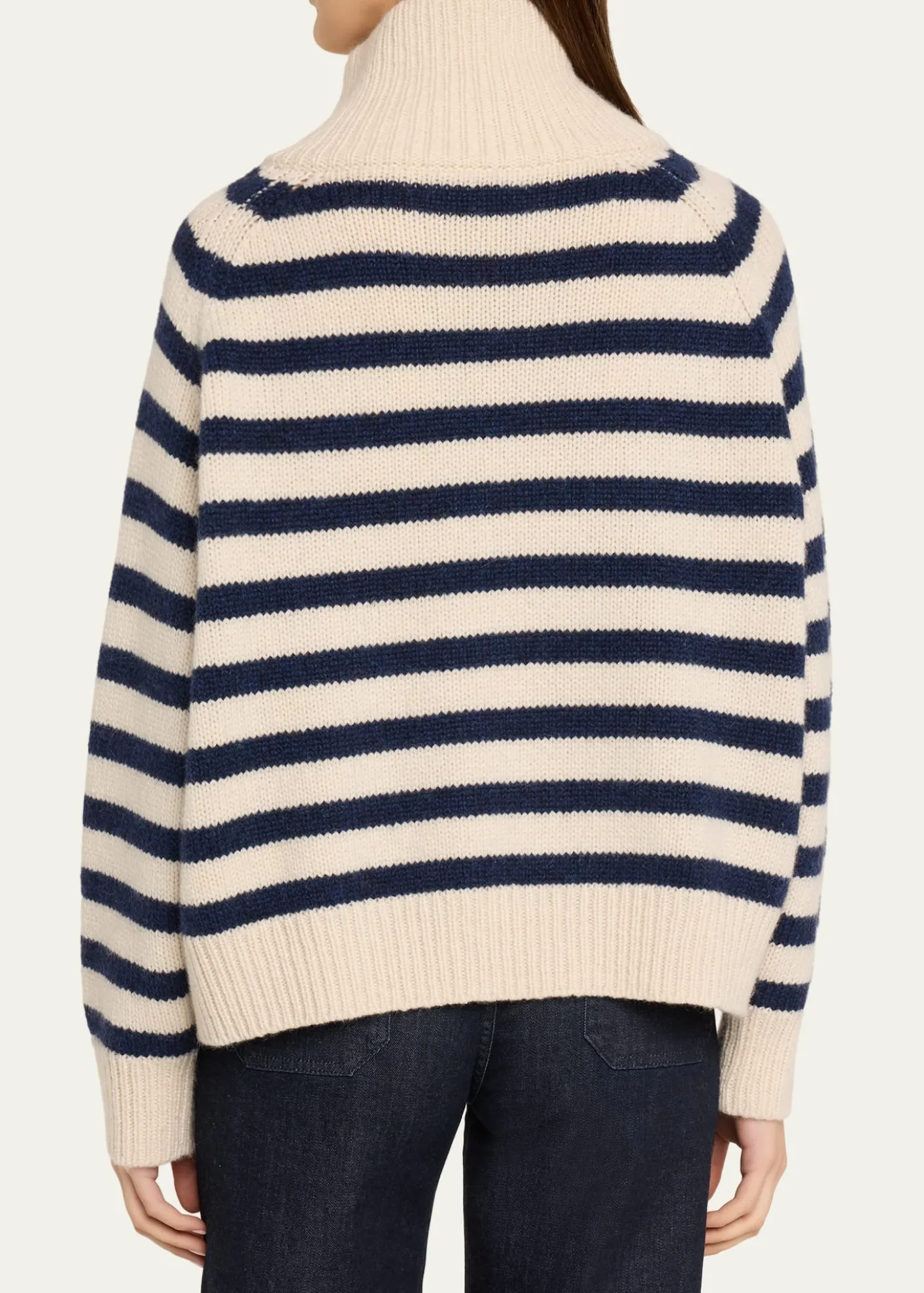 Nili LotanRaelyn Striped Zip Turtleneck Cashmere Sweater