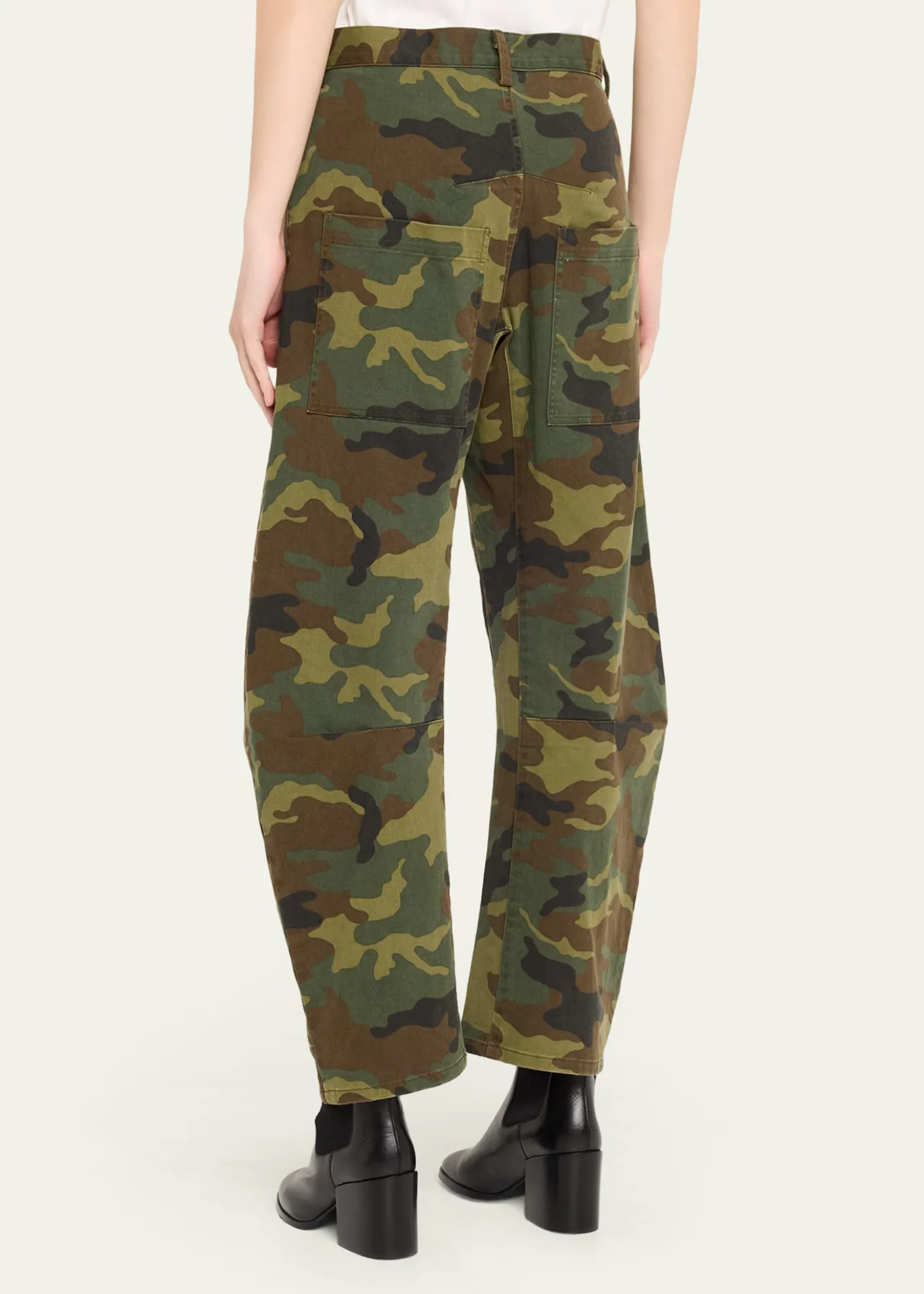 Nili LotanShon Camo-Print Barrel-Leg Ankle Pants