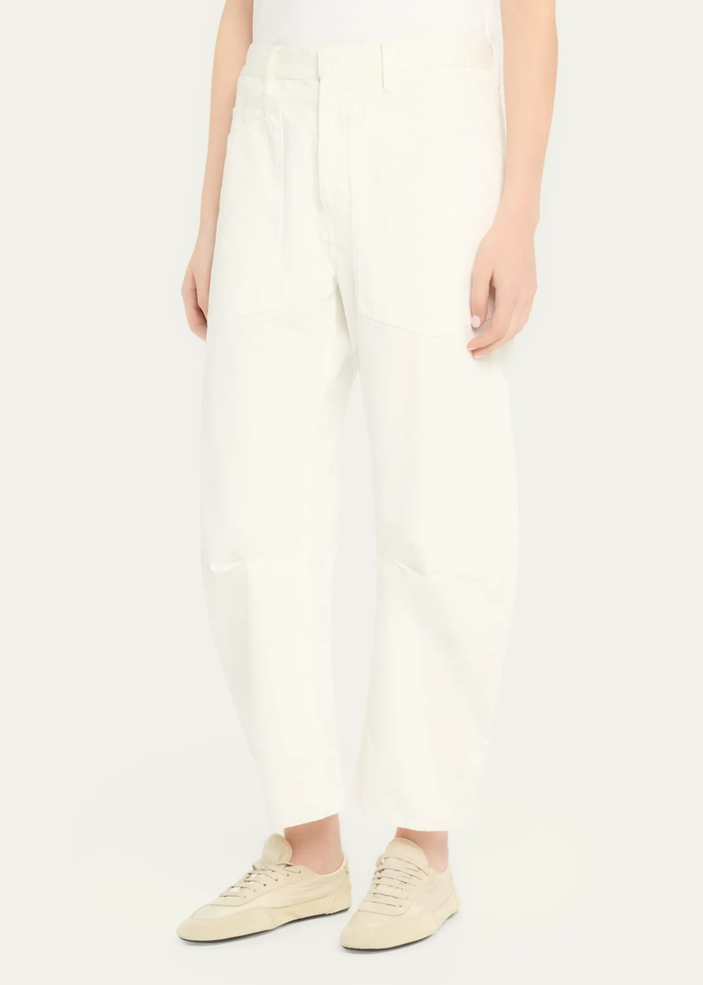 Nili LotanShon Herringbone Barrel-Leg Ankle Pants