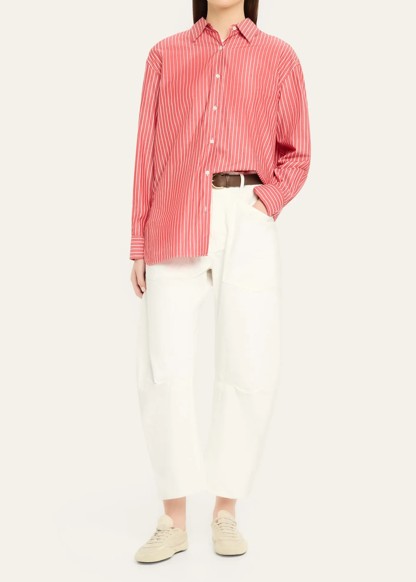 Nili LotanShon Herringbone Barrel-Leg Ankle Pants
