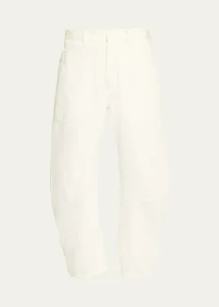 Nili LotanShon Herringbone Barrel-Leg Ankle Pants