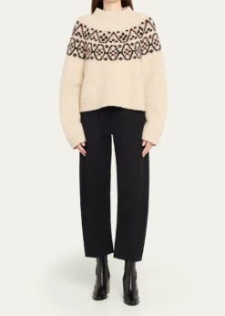 Nili LotanShon Wool Barrel-Leg Ankle Pants