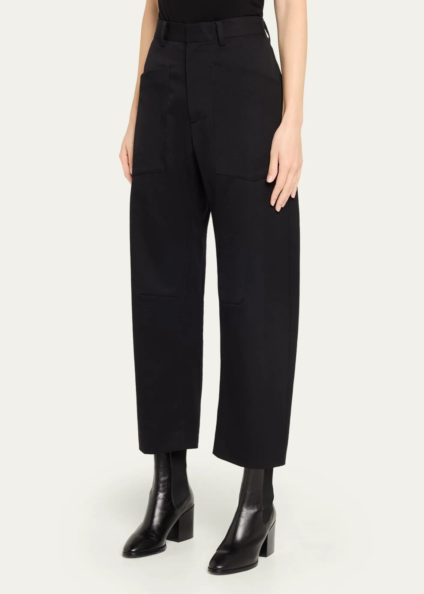 Nili LotanShon Wool Barrel-Leg Ankle Pants