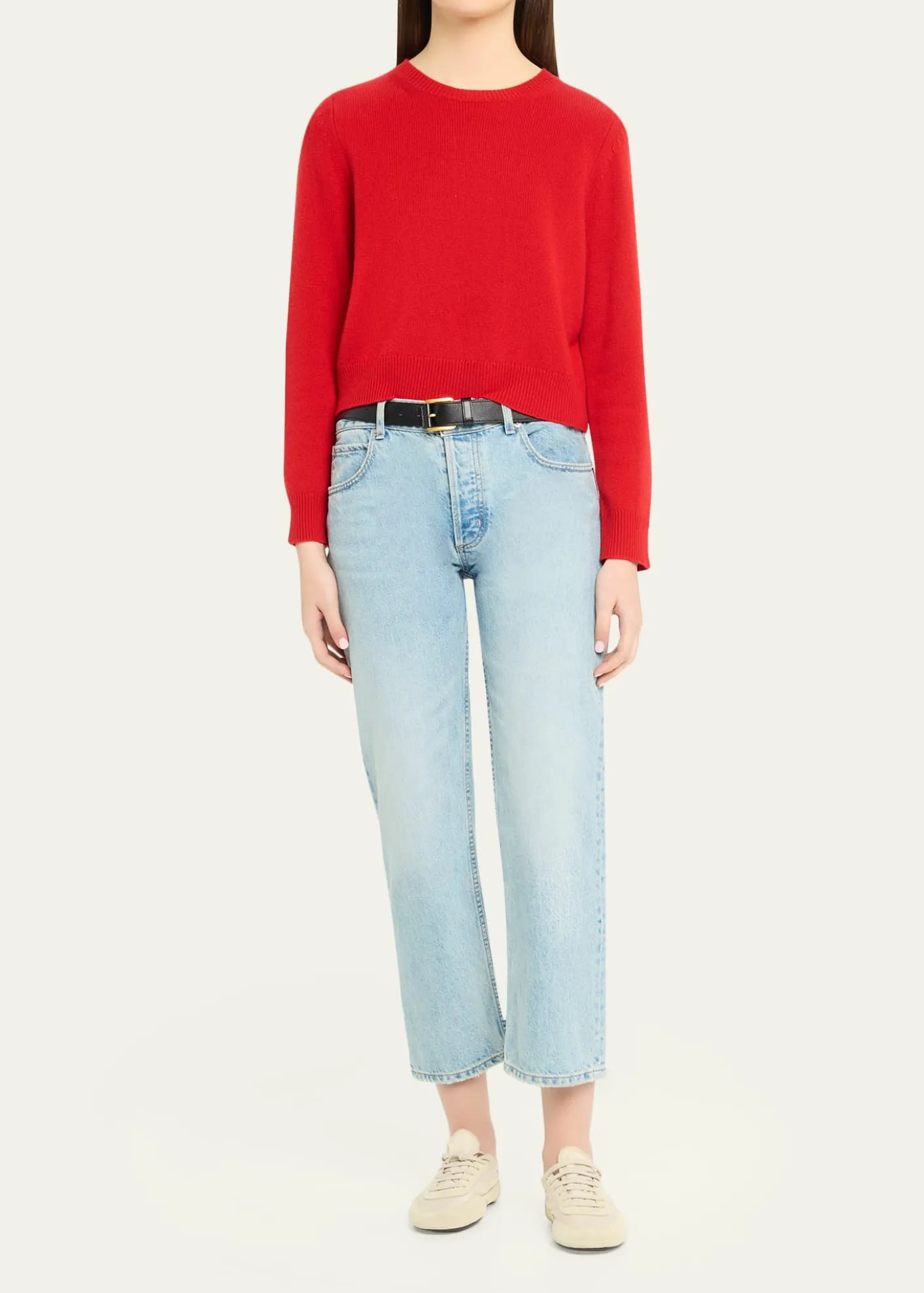 Nili LotanVenus Dark Rust Cashmere Crop Sweater