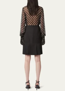Nina RicciChiffon Polka Dot Bell Cuff Blouse