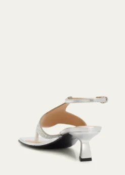 NodaletoDona Nova Embellished Metallic Leather Kitten-Heel Sandals