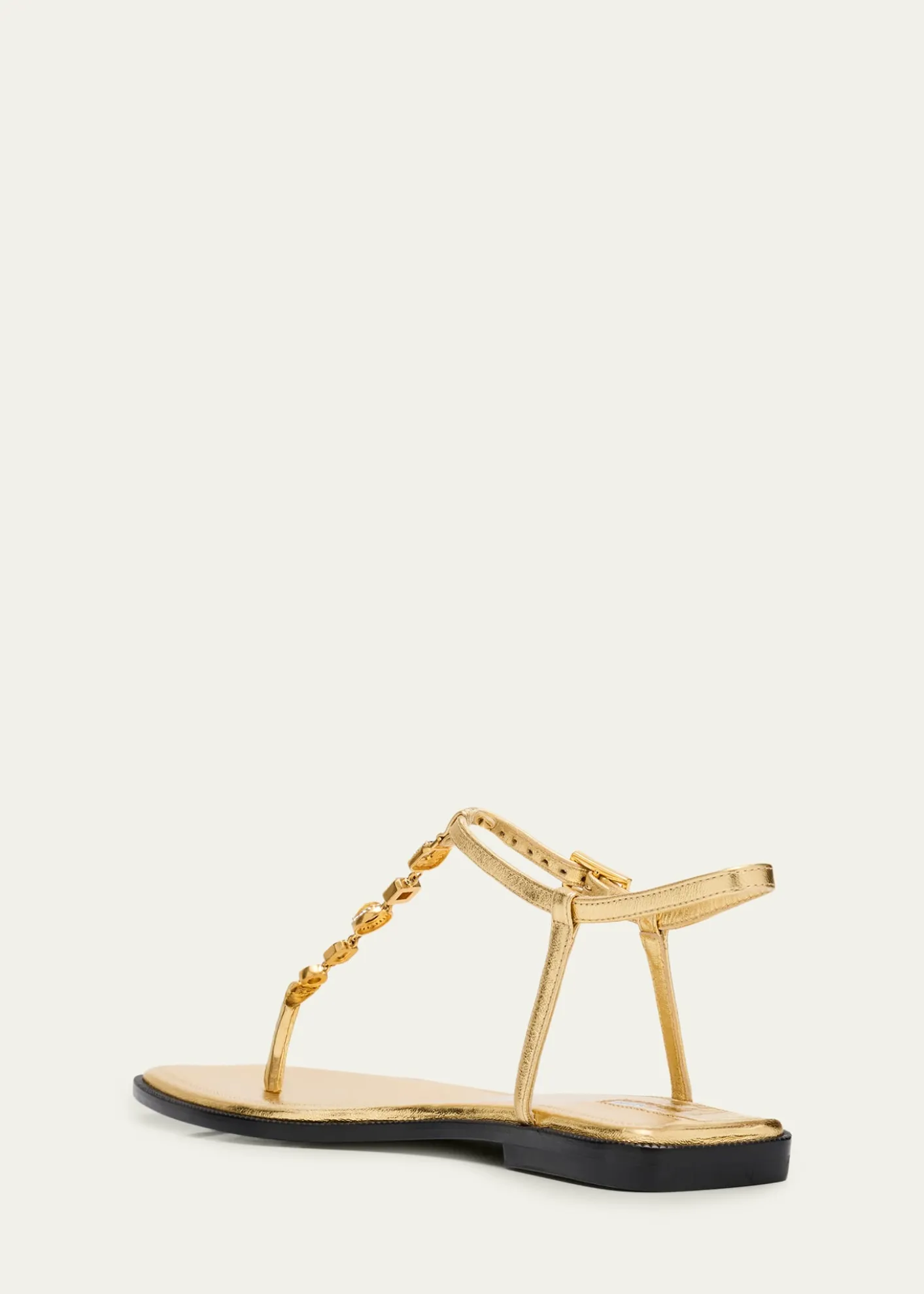 NodaletoEmbellished Metallic Leather Flat Sandals