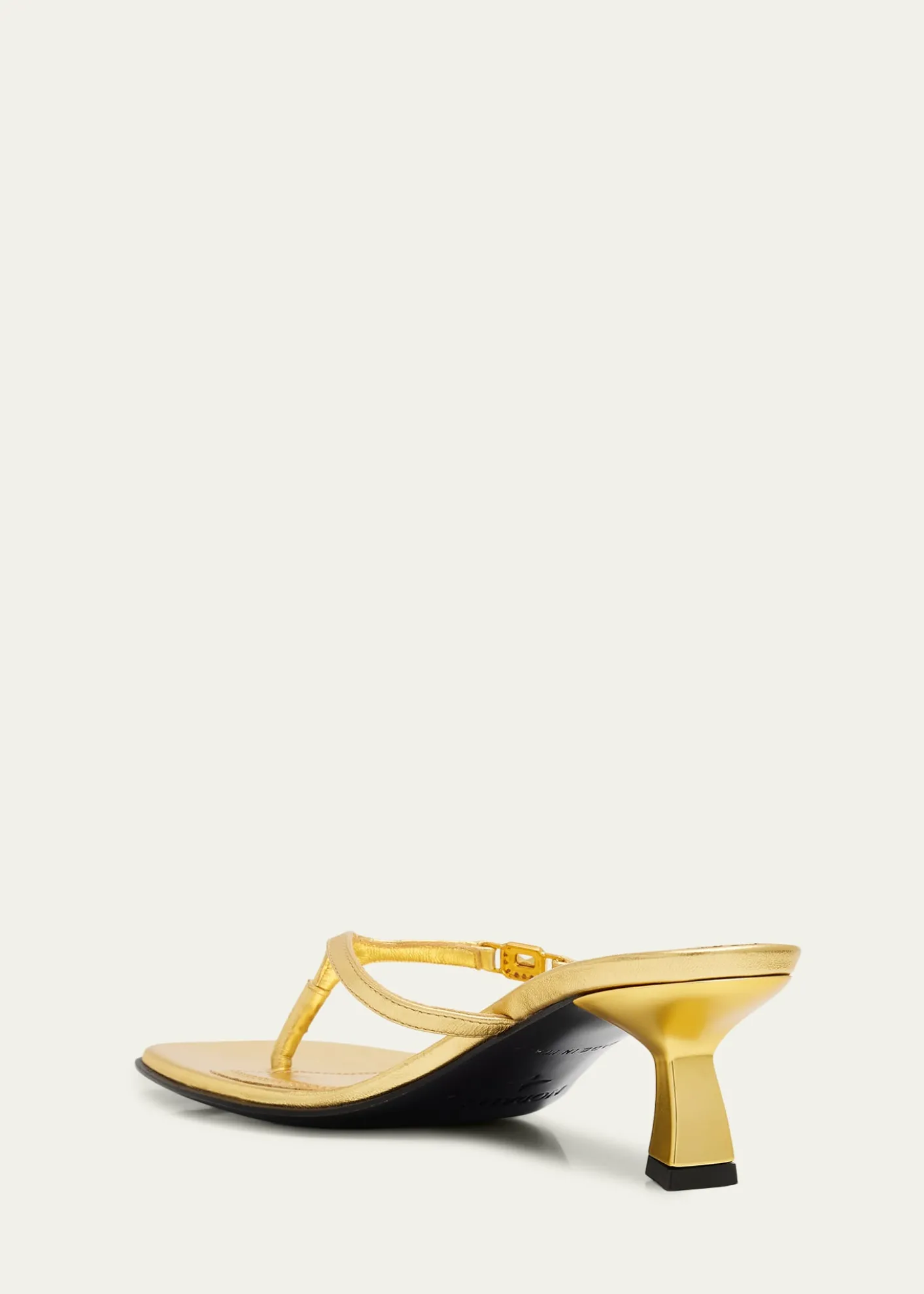 NodaletoMetallic Leather Kitten-Heel Thong Sandals
