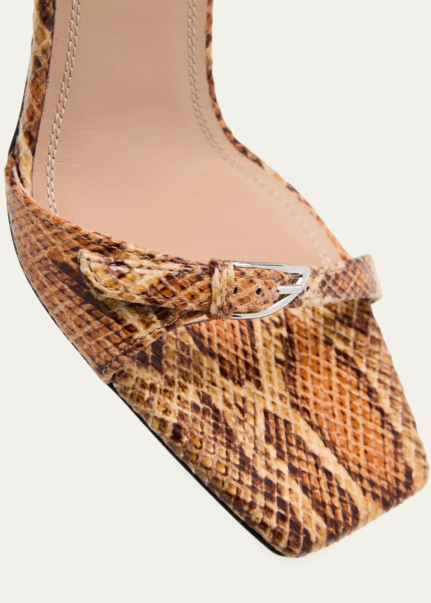 NodaletoSnake-Printed Leather Ankle-Strap Sandals