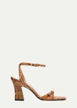 NodaletoSnake-Printed Leather Ankle-Strap Sandals
