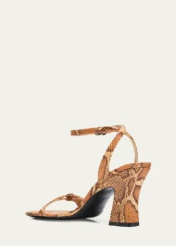 NodaletoSnake-Printed Leather Ankle-Strap Sandals