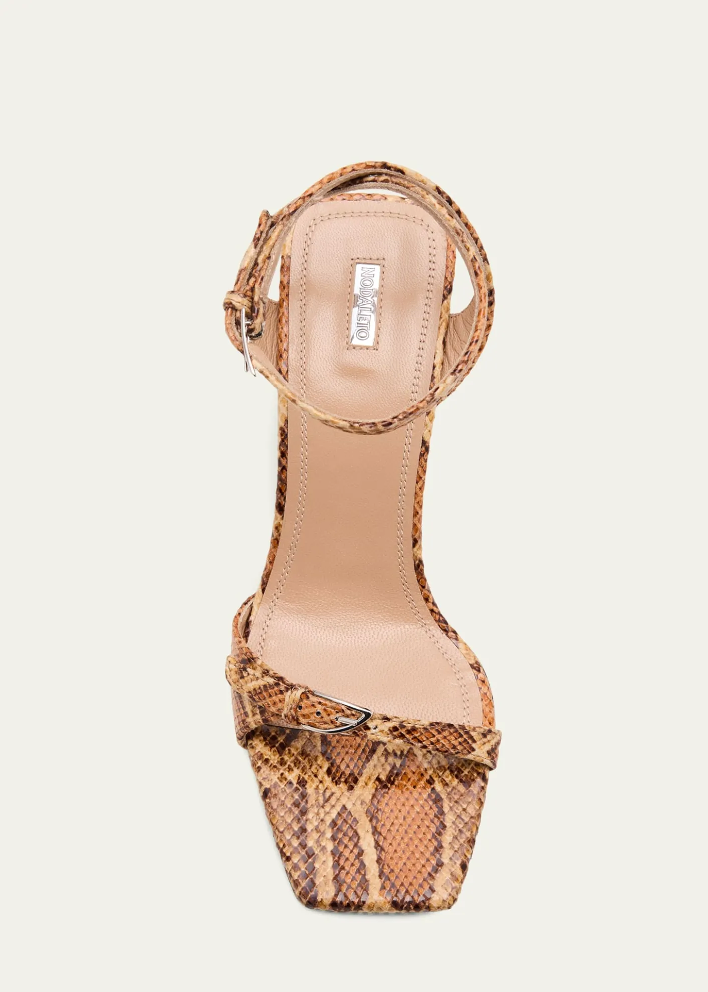 NodaletoSnake-Printed Leather Ankle-Strap Sandals