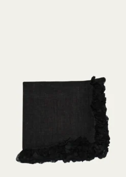 Nomi KBlack Romantic Linen Napkin With Volume Lace Trim