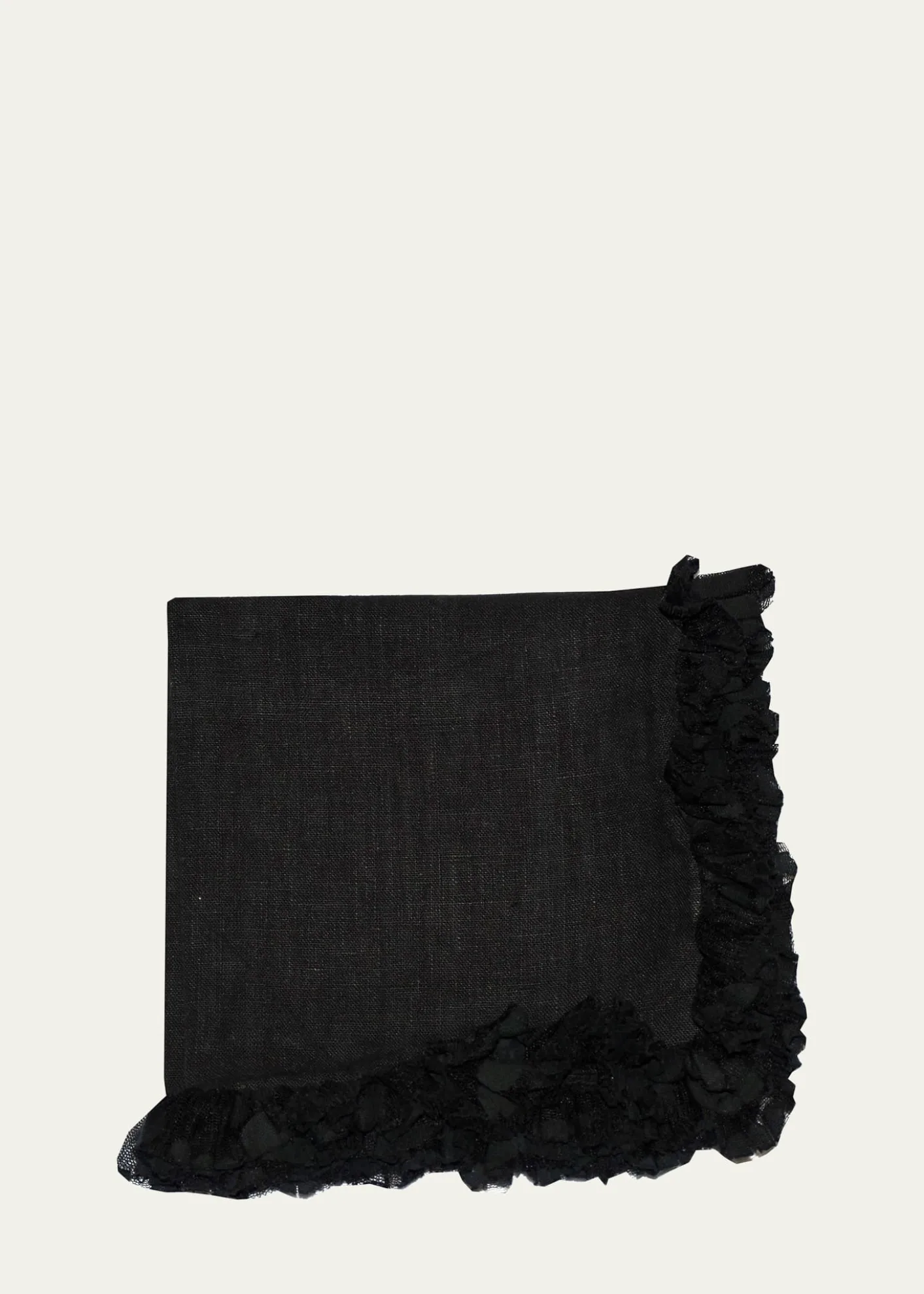 Nomi KBlack Romantic Linen Napkin With Volume Lace Trim