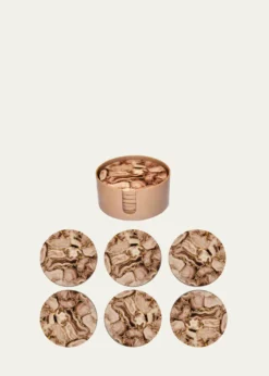 Nomi KBlush Stone Lacquer Round Coasters, Set of 6