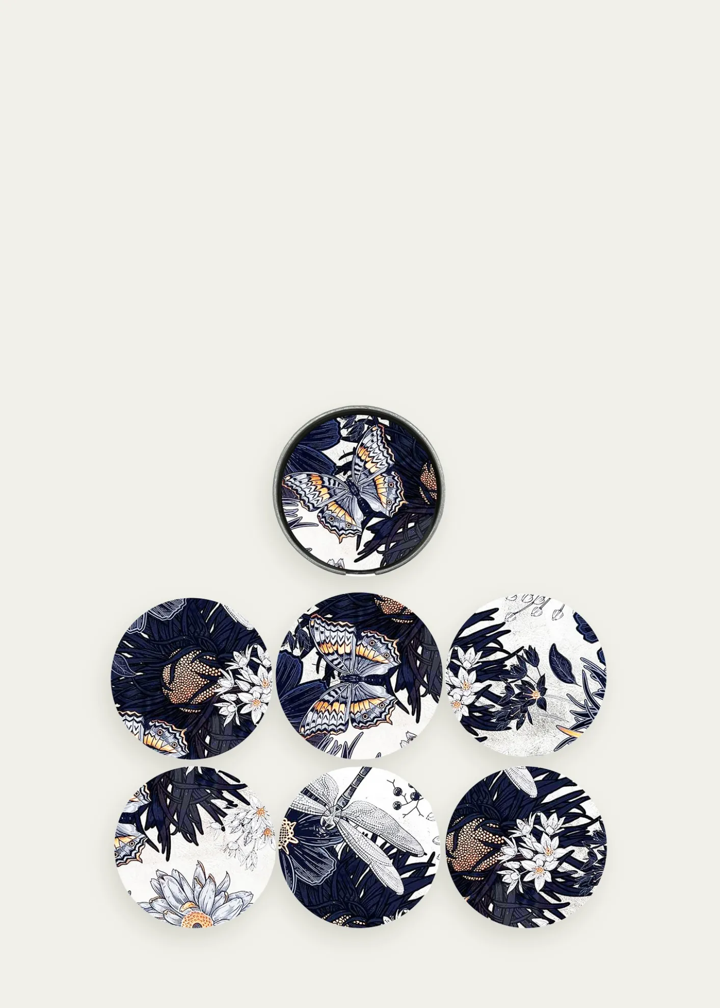 Nomi KDragonfly Lacquered Wood Coasters, Set of 6