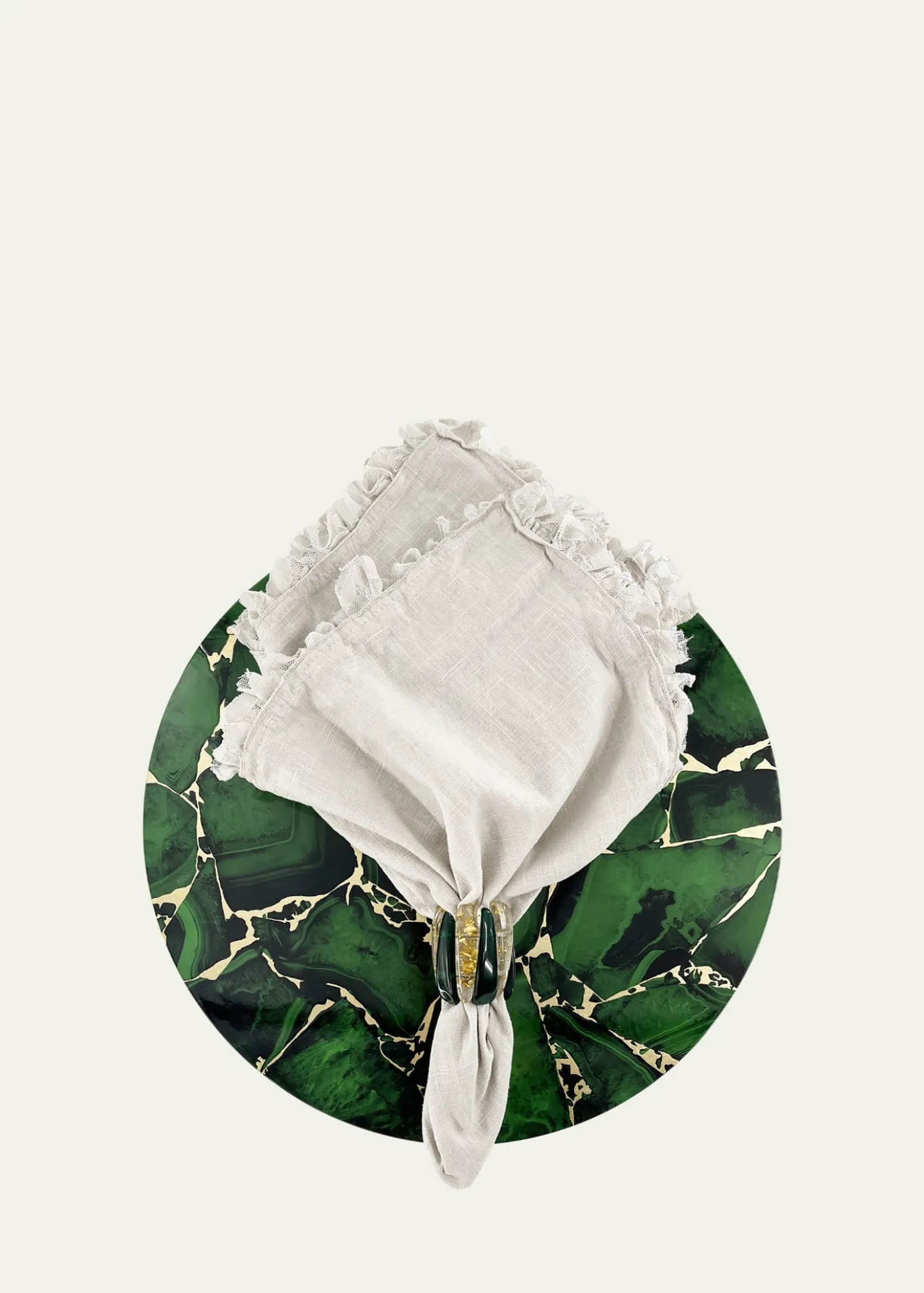 Nomi KEmerald Stone Lacquer Placemat, 15" Round