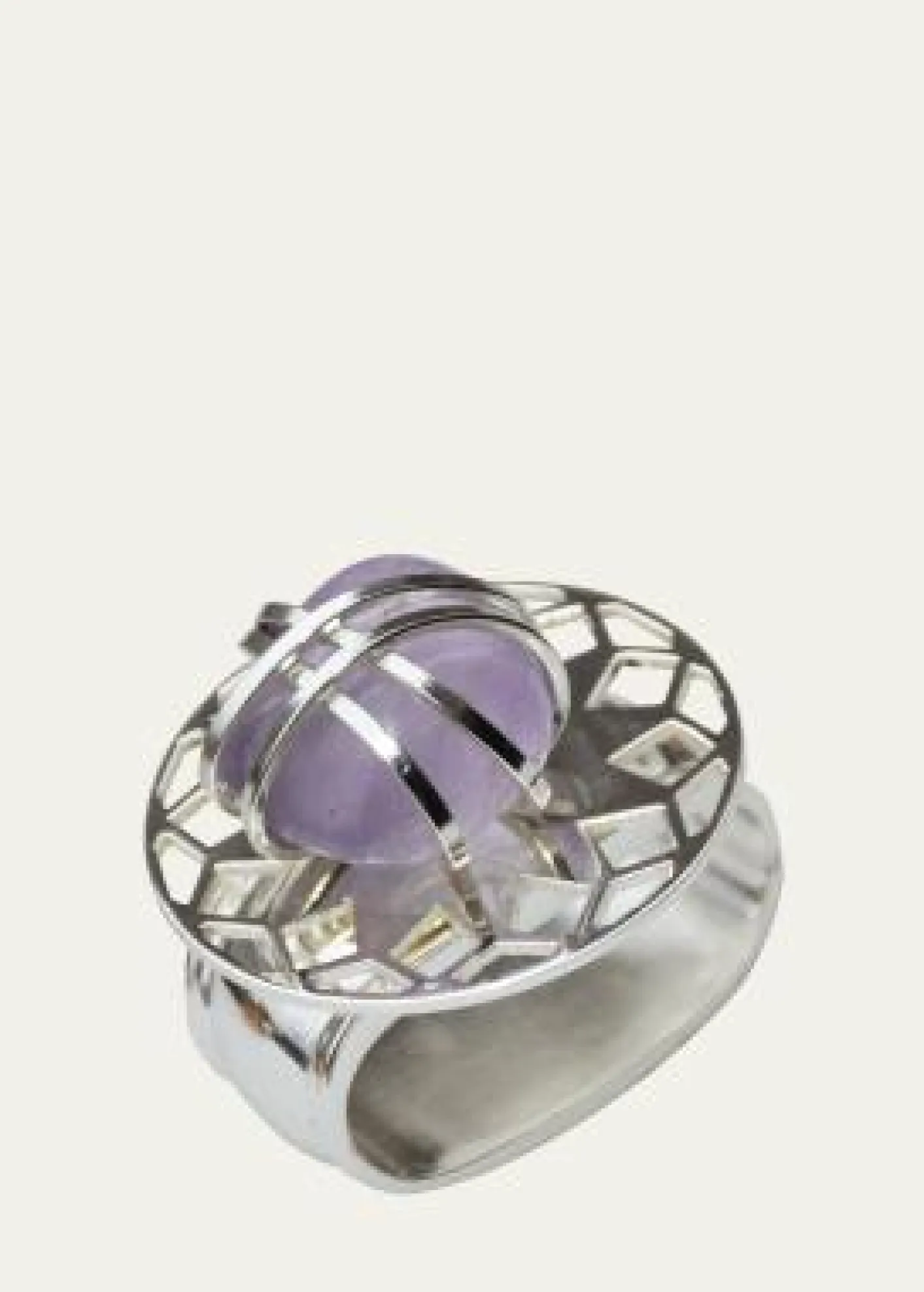 Nomi KStone Design Amethyst Napkin Rings With Silver Plating, Set Of 4