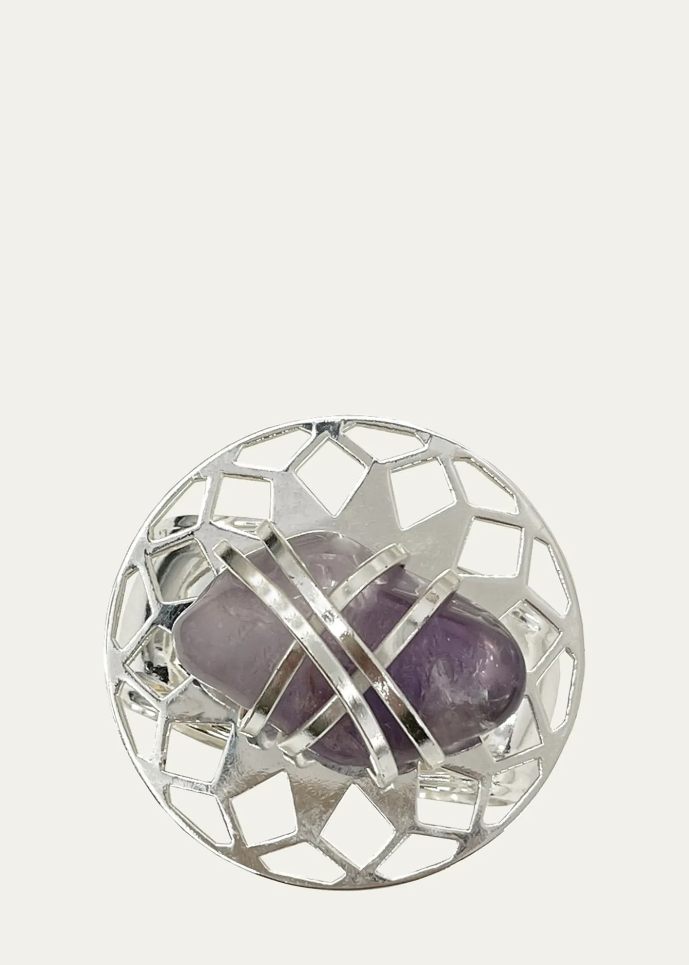 Nomi KStone Design Amethyst Napkin Rings With Silver Plating, Set Of 4