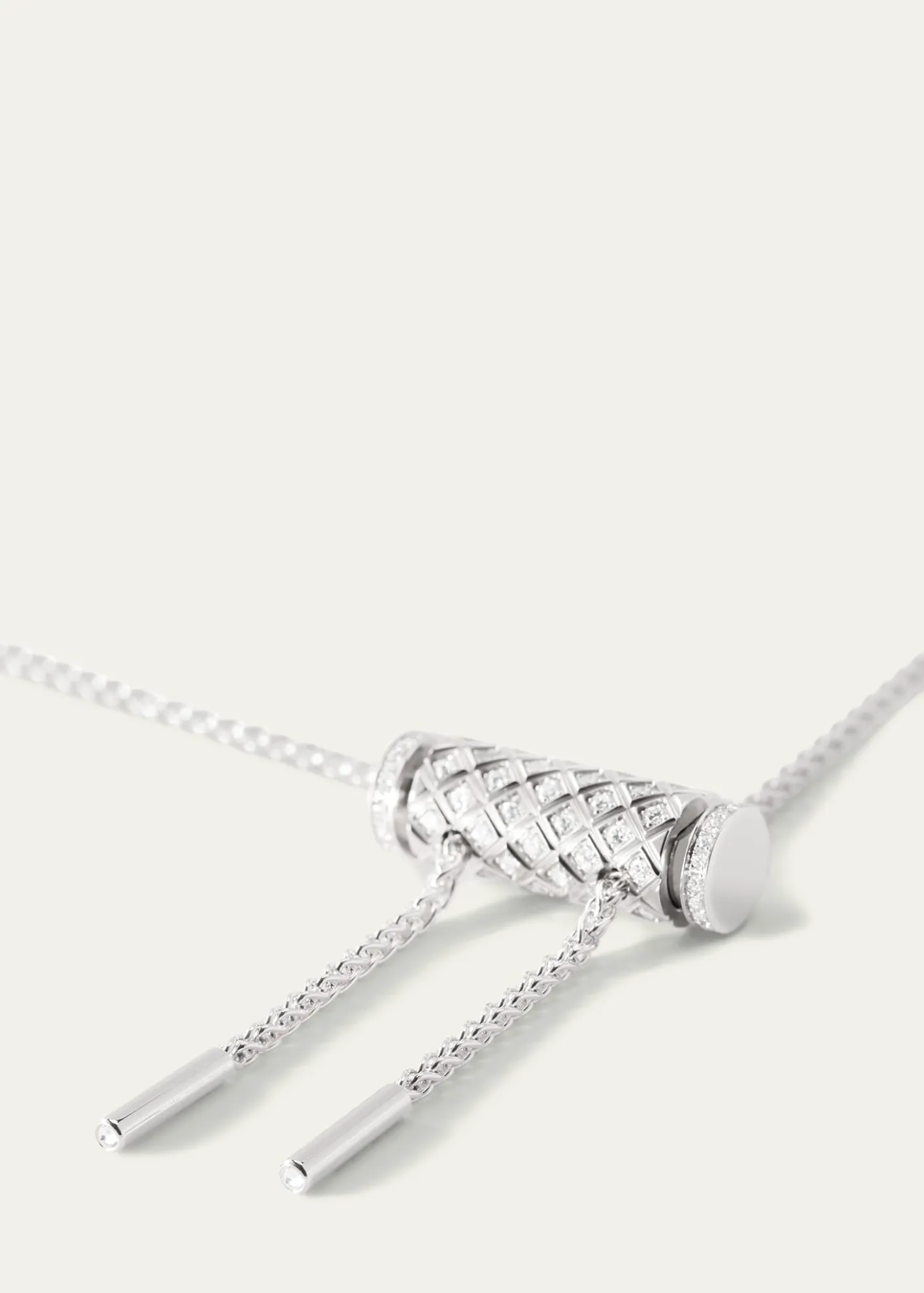Nouvel Heritage18K Full Pave Latch Pendant on GM Chain Necklace