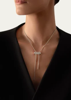 Nouvel Heritage18K Full Pave Latch Pendant on MM Chain Necklace