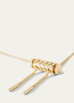 Nouvel Heritage18K Full Pave Latch Pendant on GM Chain Necklace