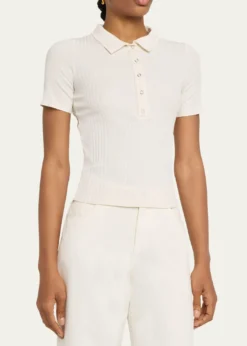 NSF ClothingAlden Snap-Front Variegated Rib Polo