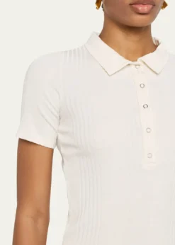 NSF ClothingAlden Snap-Front Variegated Rib Polo