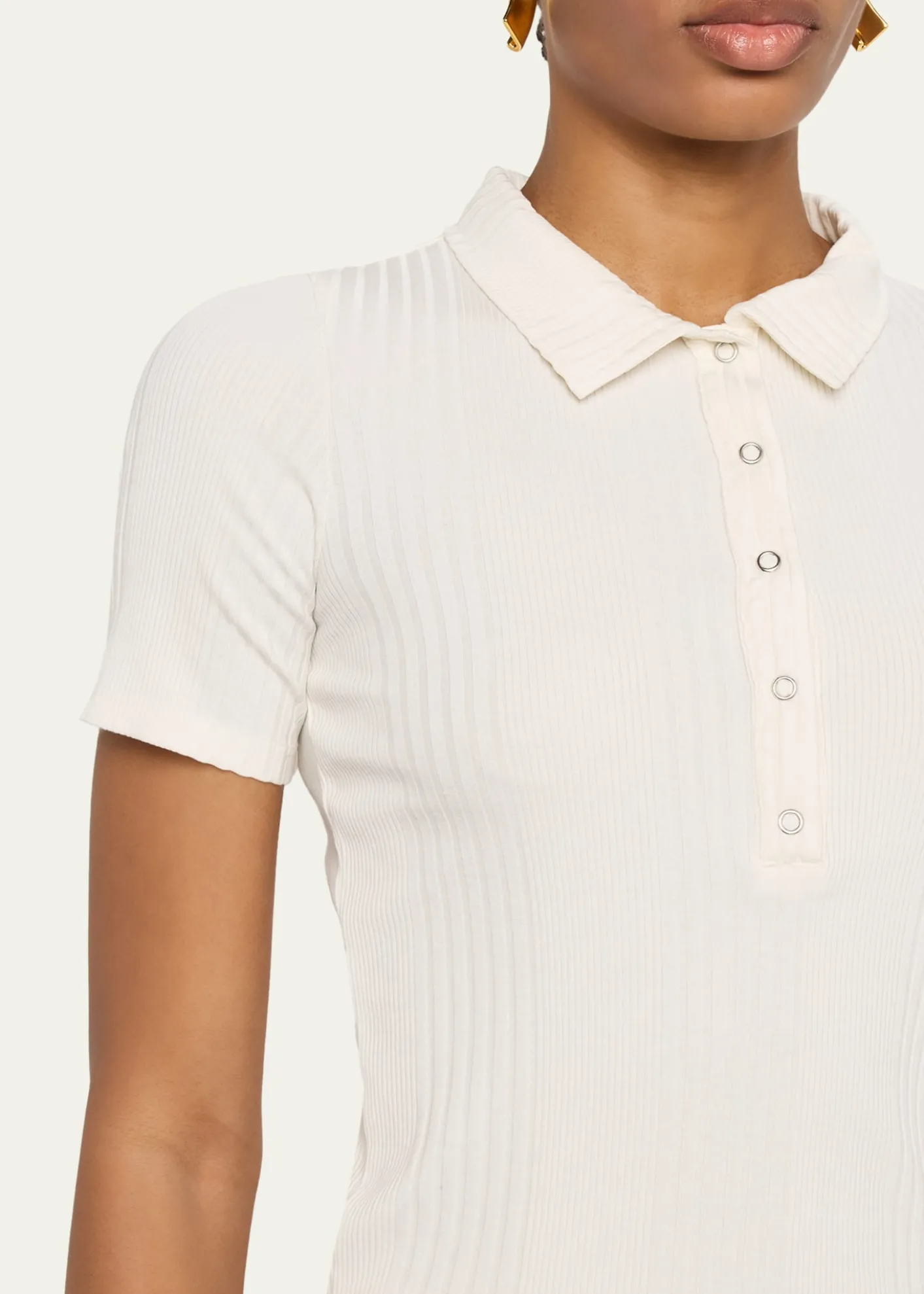 NSF ClothingAlden Snap-Front Variegated Rib Polo
