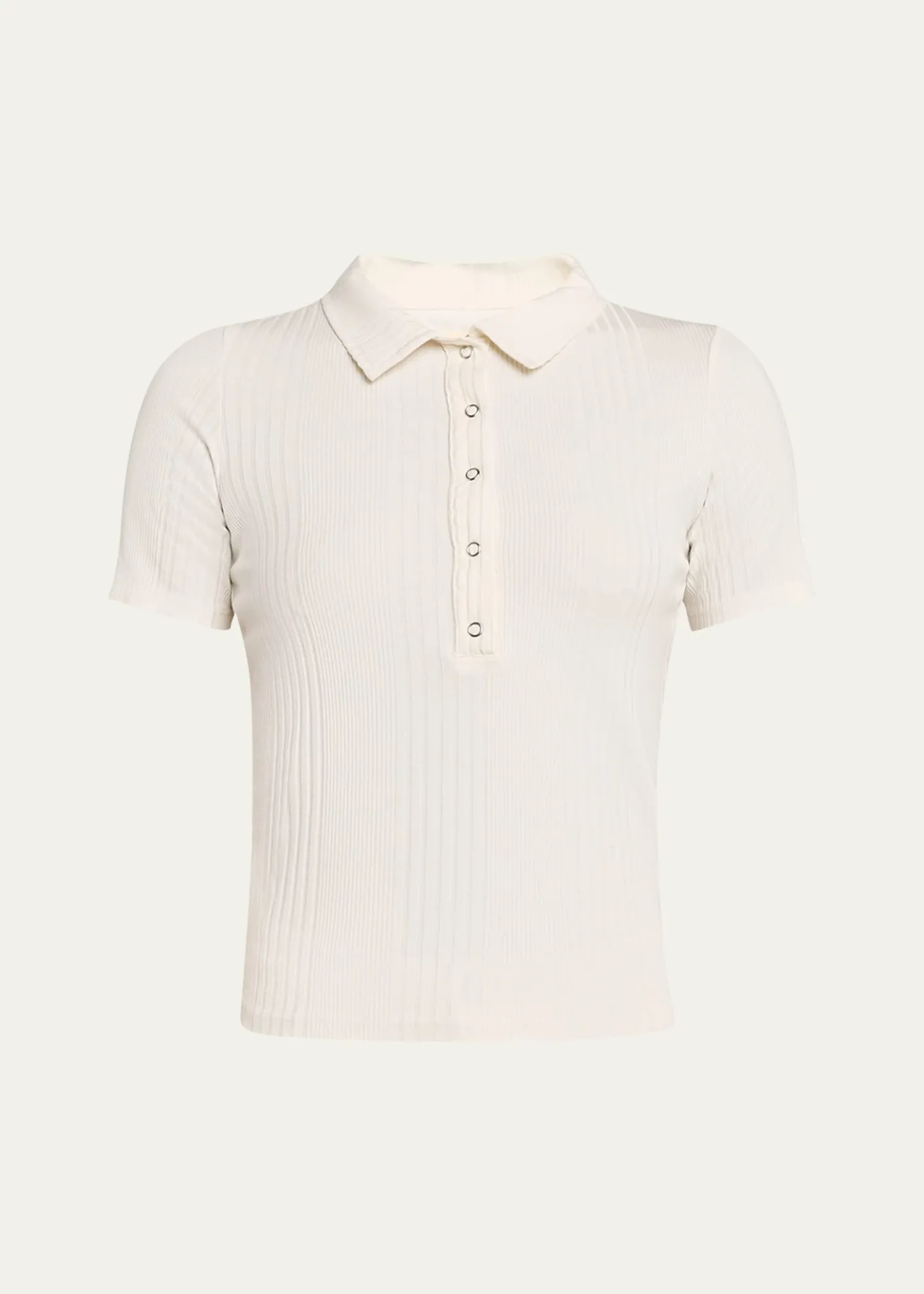 NSF ClothingAlden Snap-Front Variegated Rib Polo