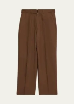 Officine GeneraleMen's Belted Wide-Leg Trousers