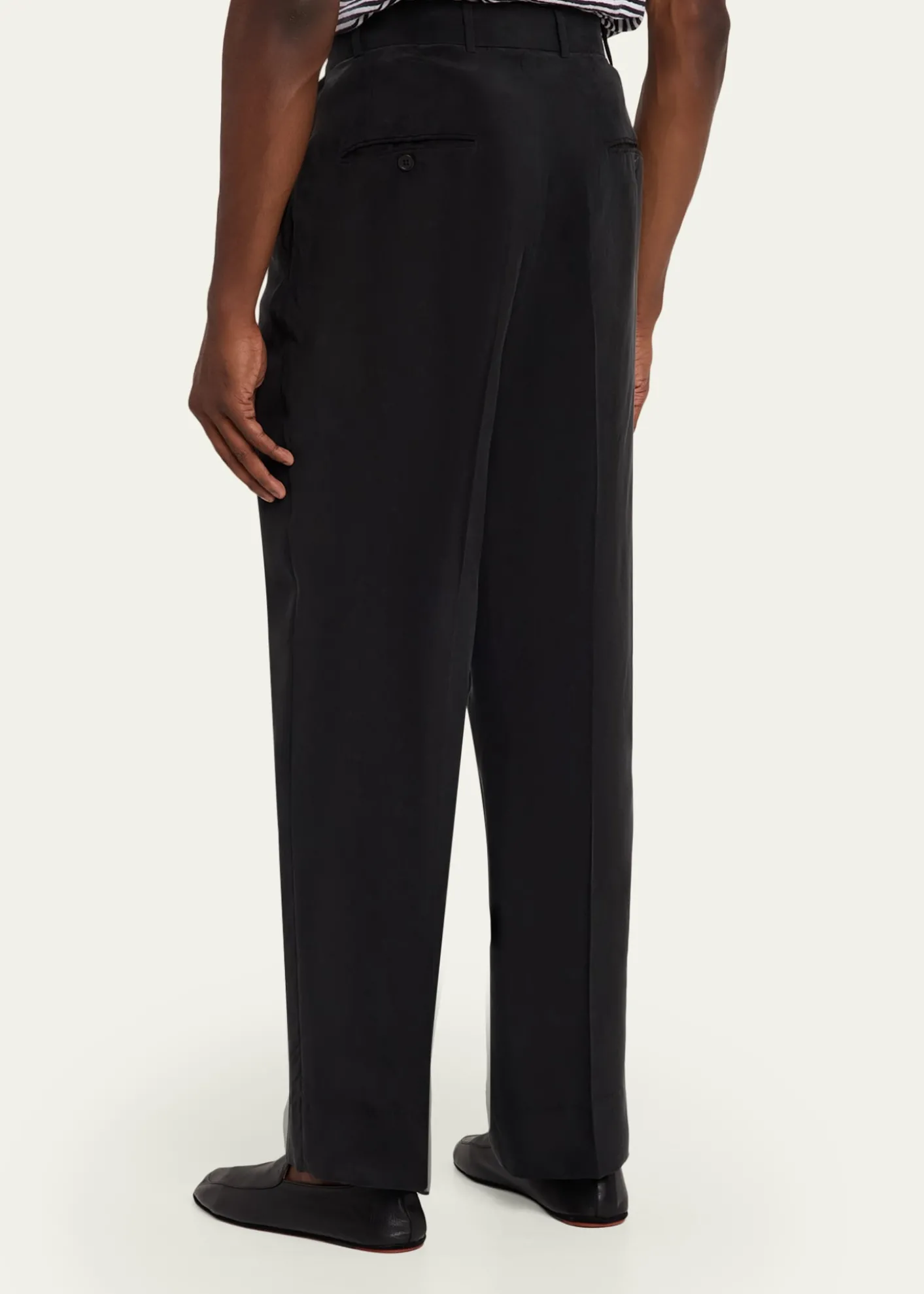 Officine GeneraleMen's Nash Japanese Cupro Wide-Leg Pants