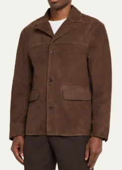 Officine GeneraleSuede Button-Front Jacket